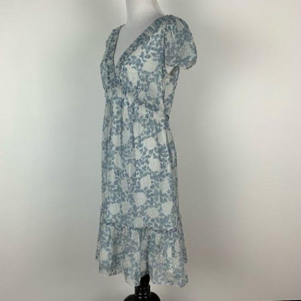 Bcbgmaxazria dress size S white blue 100% silk - Picture 5 of 8